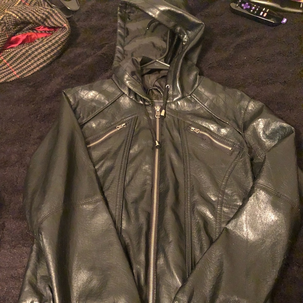 Leather zip up jacket